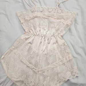 Vintage Texsheen ivory lace teddy Made in USA